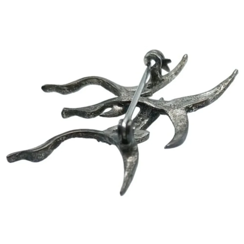 Vintage 835 Silver Bird Brooch Marcasites Enamel Ducks Flying Figural Pin Jewelr